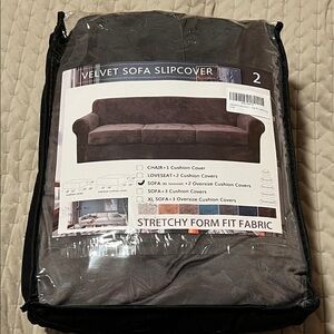 Source Unknown Velvet Sofa Slipcover in Dark Gray